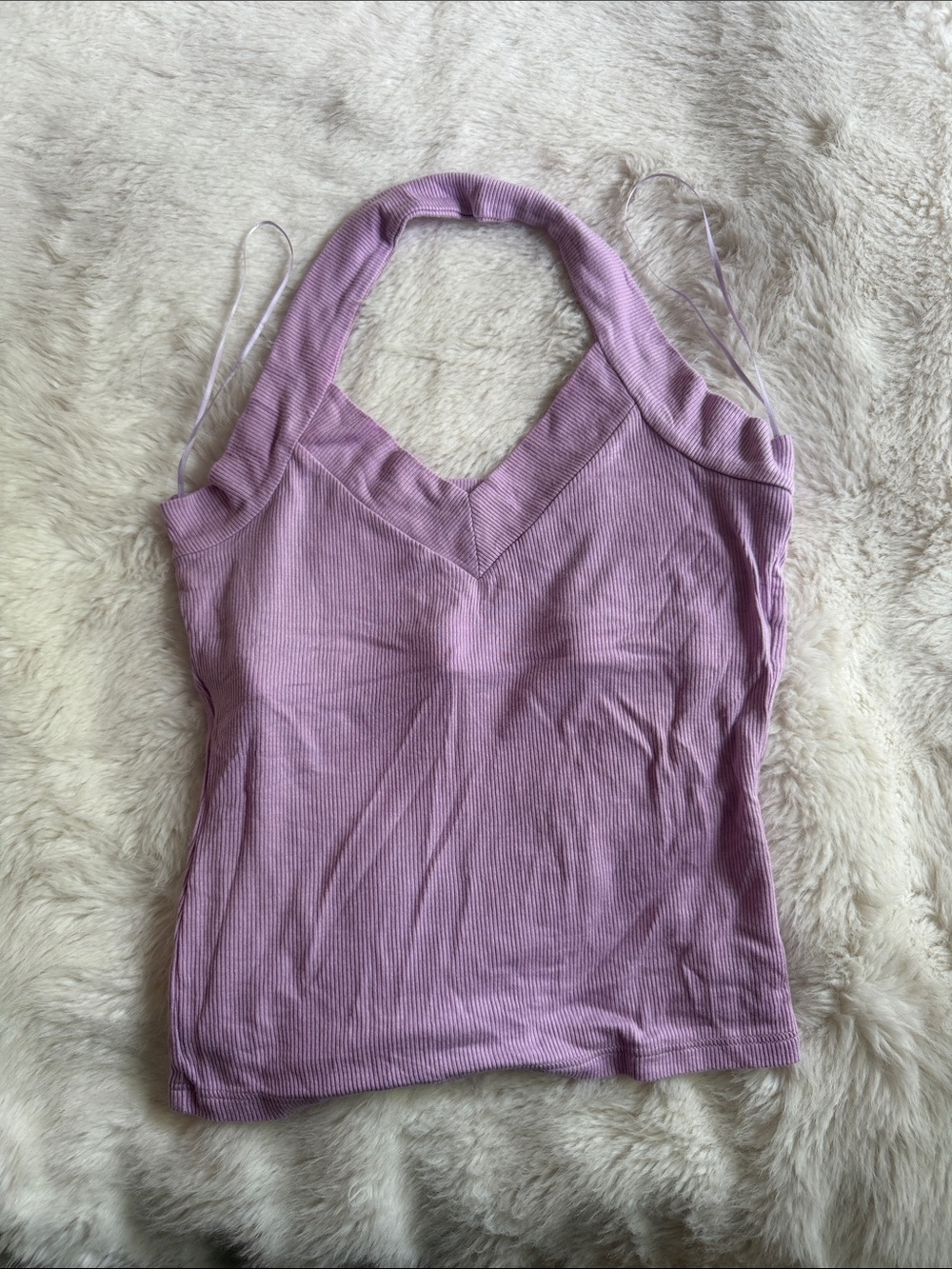 silence + noise Ribbed Lilac Halter Tank